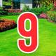 Red Number (9) Corrugated Plastic Yard Sign, 30in